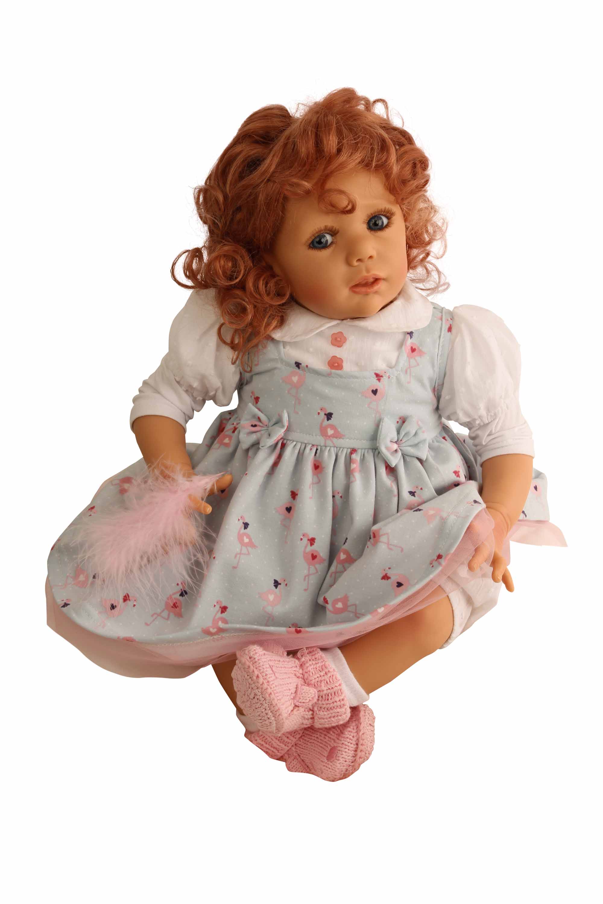 Baby Jolina 50 cm von Karola Wegerich rote Haare, Kleidung Flamingo