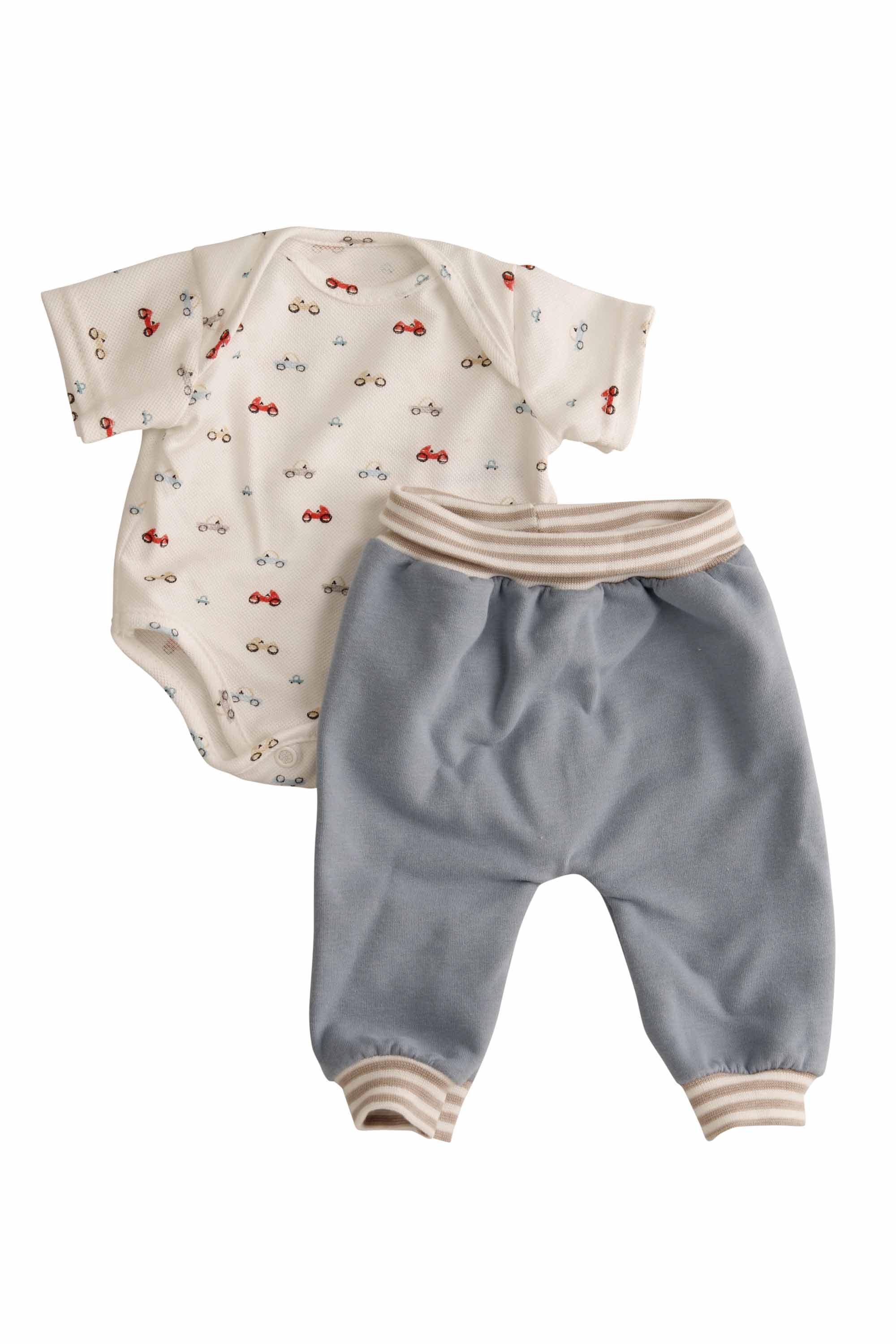 Kleidung für Puppen 32-52 cm  Body + Hose blau/weiss