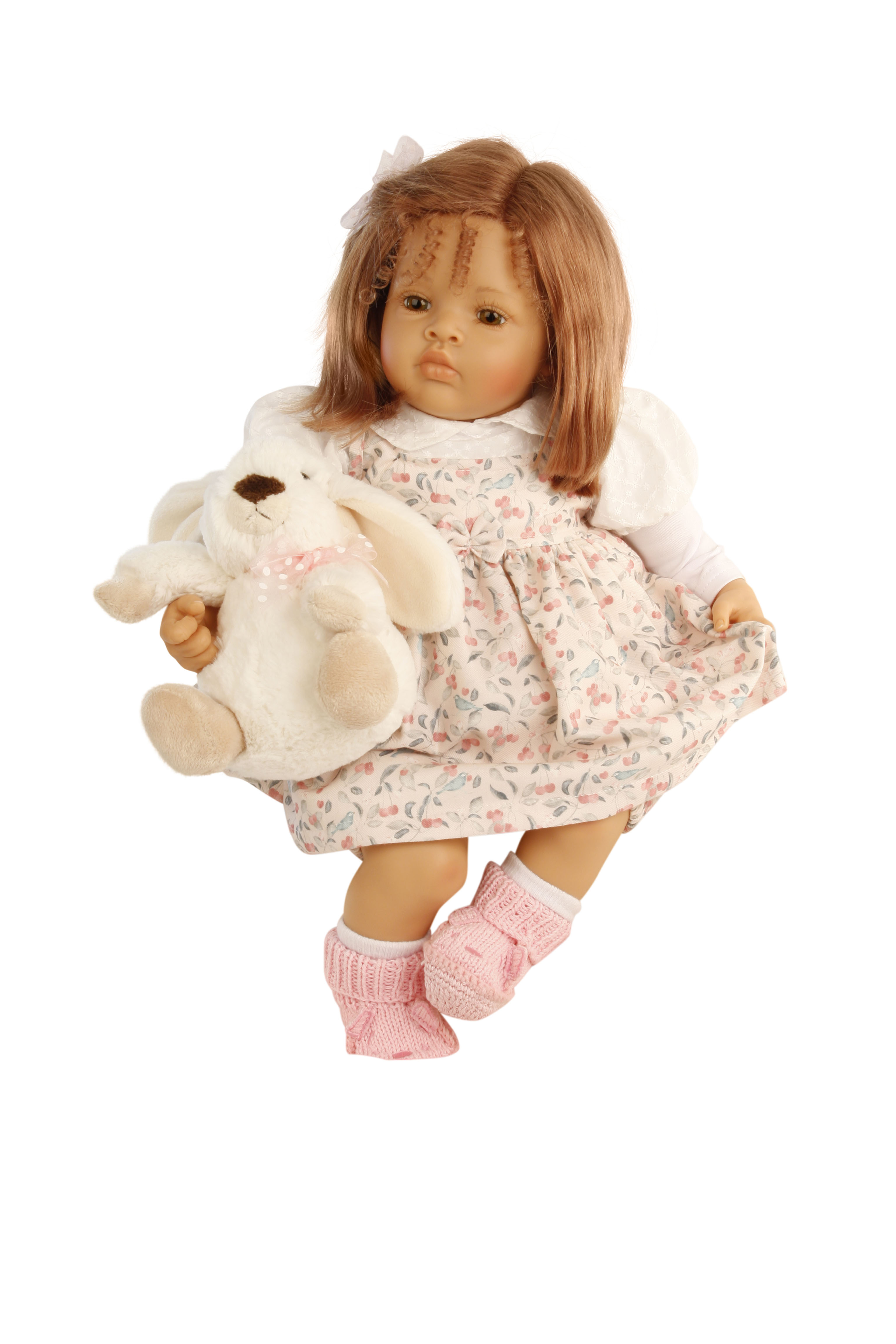 Baby Melissa 50 cm von Natali Blick rote Haare, Blumenkleidung rose/weiss