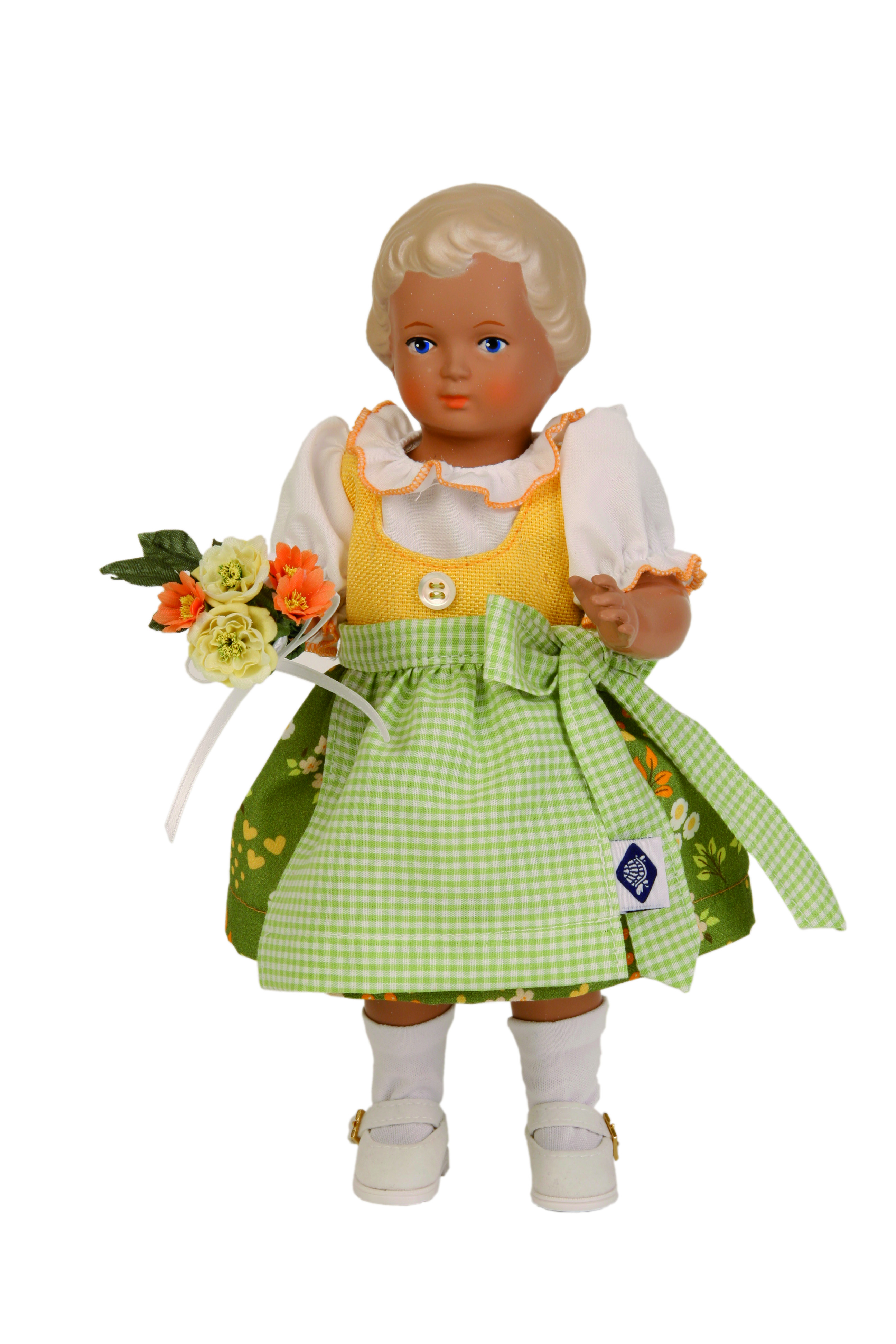 Puppe Ursel  25 cm von 1941 blonde Malhaare, Dirndl
