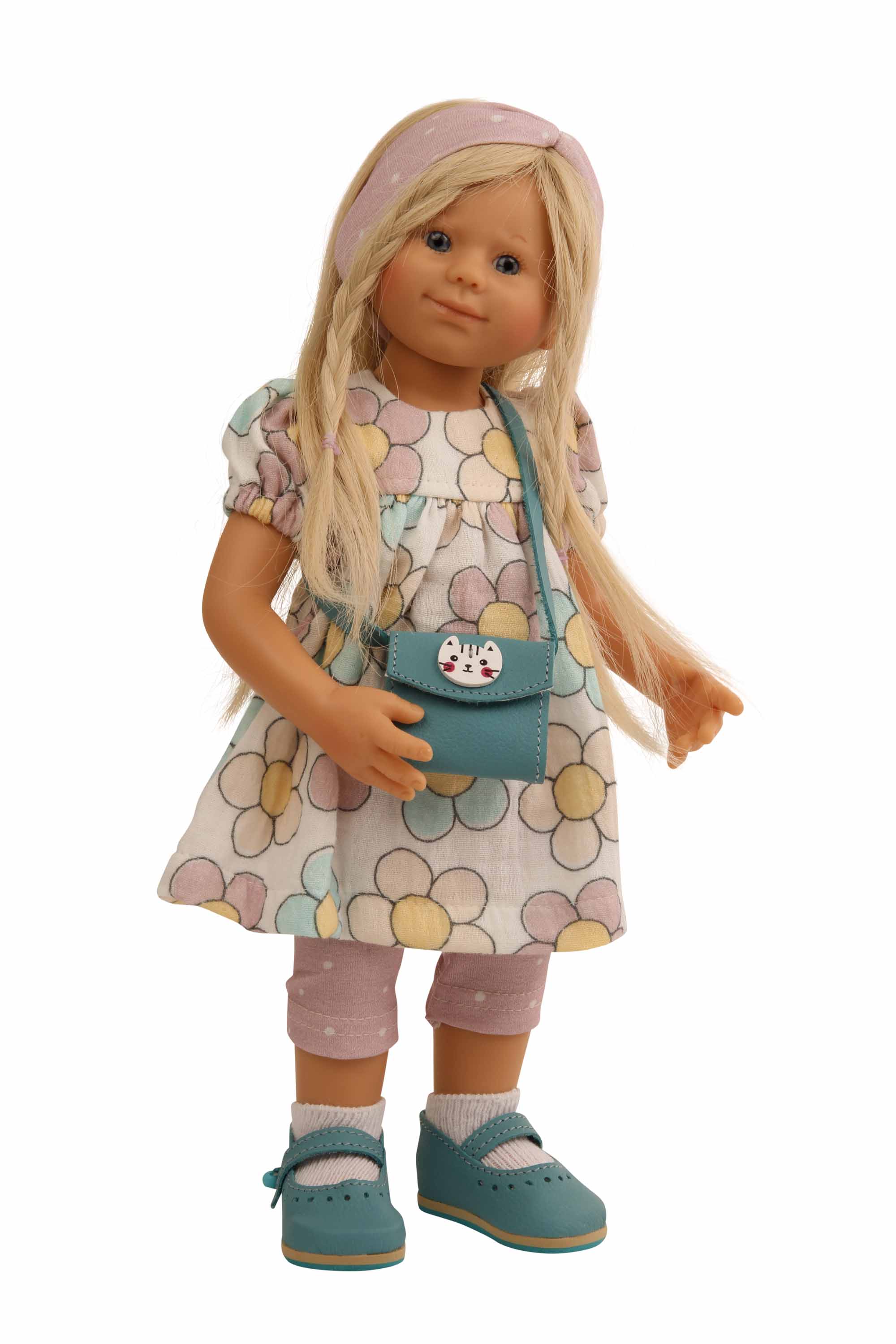 Puppe Müller-Wichtel Florentine 35 cm blonde Haare, Blumenoutfit