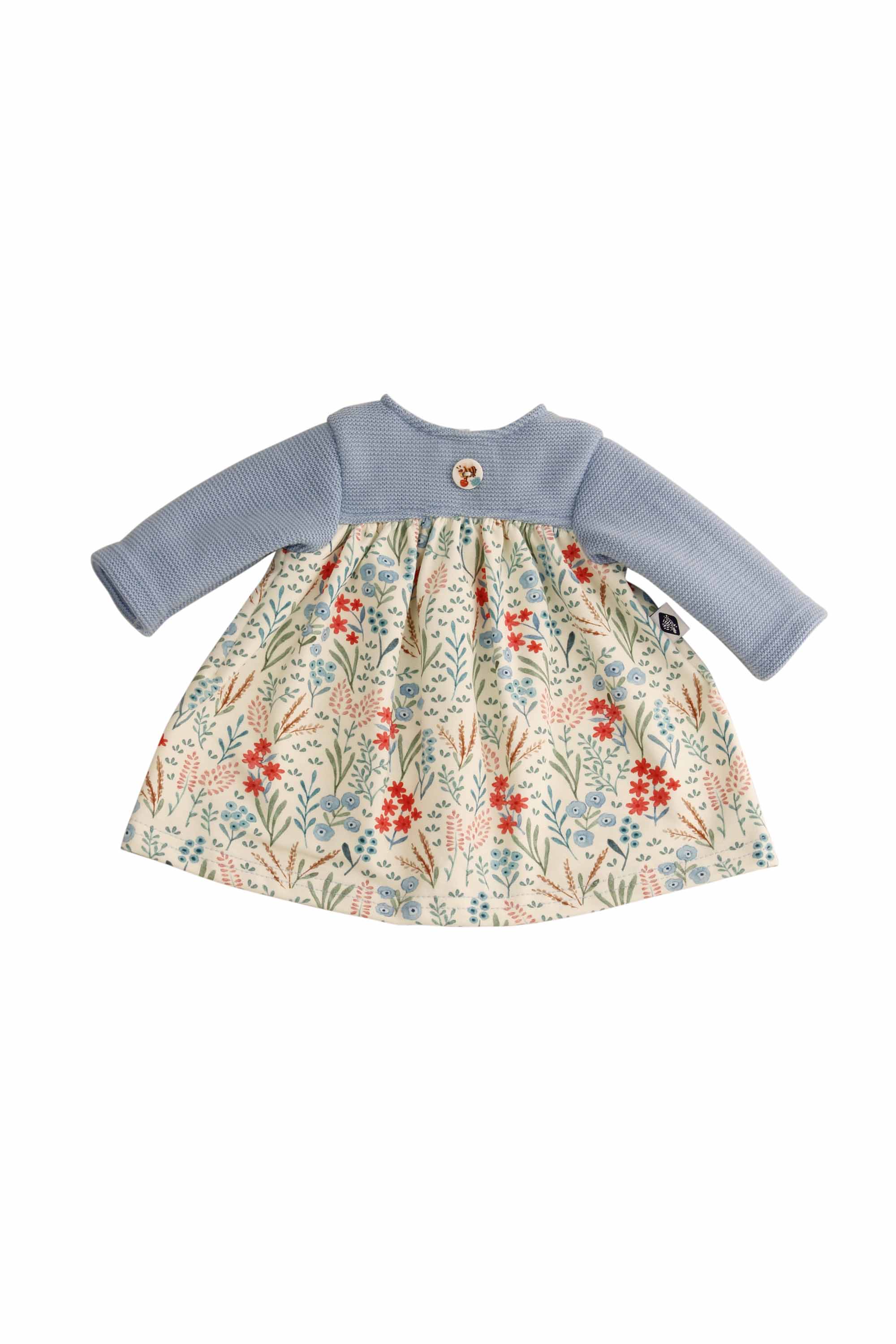 Kleid für Puppen 32-52 cm  in blau/weiss