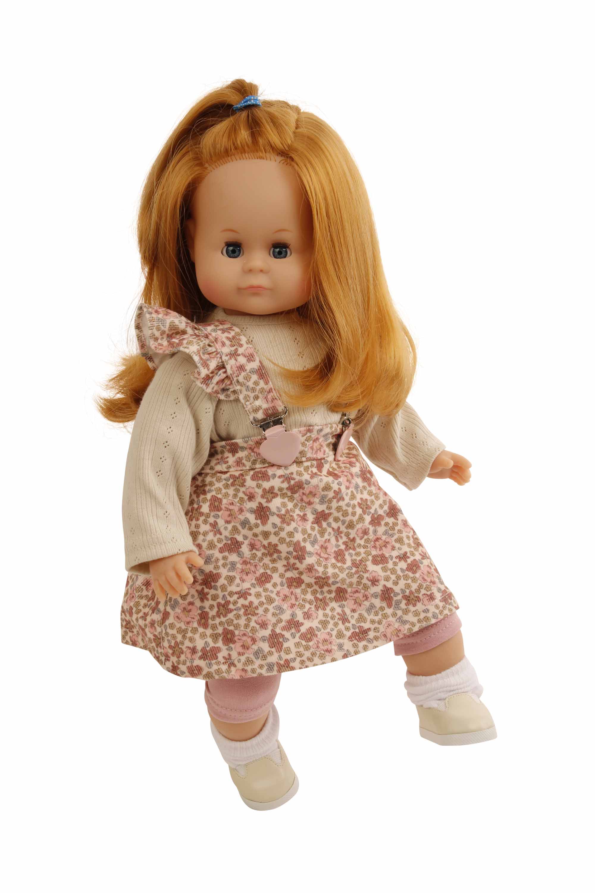 Puppe Schlummerle  37 cm rote Haare, blaue Schlafaugen, Kleidung Blümchen