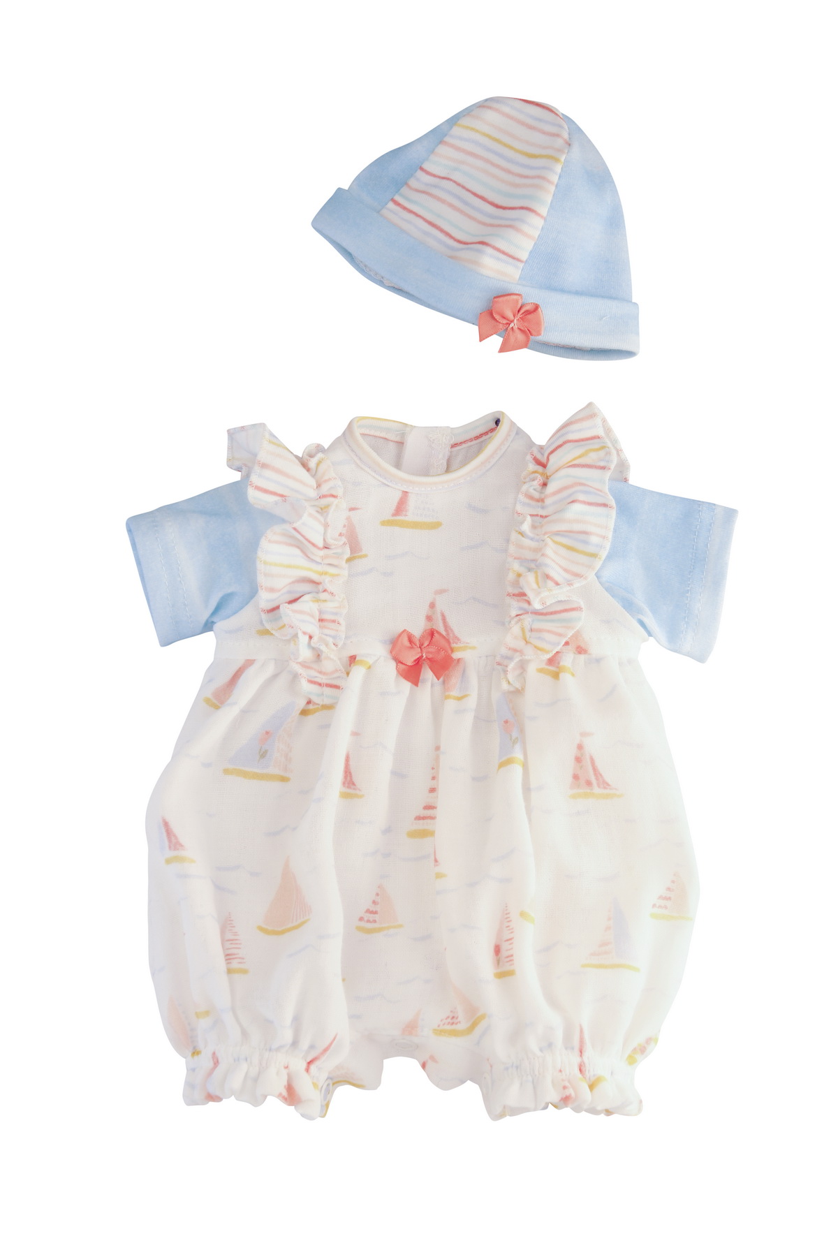 Kleidung zu Puppe 37 cm Schlenkerle, Kleidung sommerlich  weiss/bla