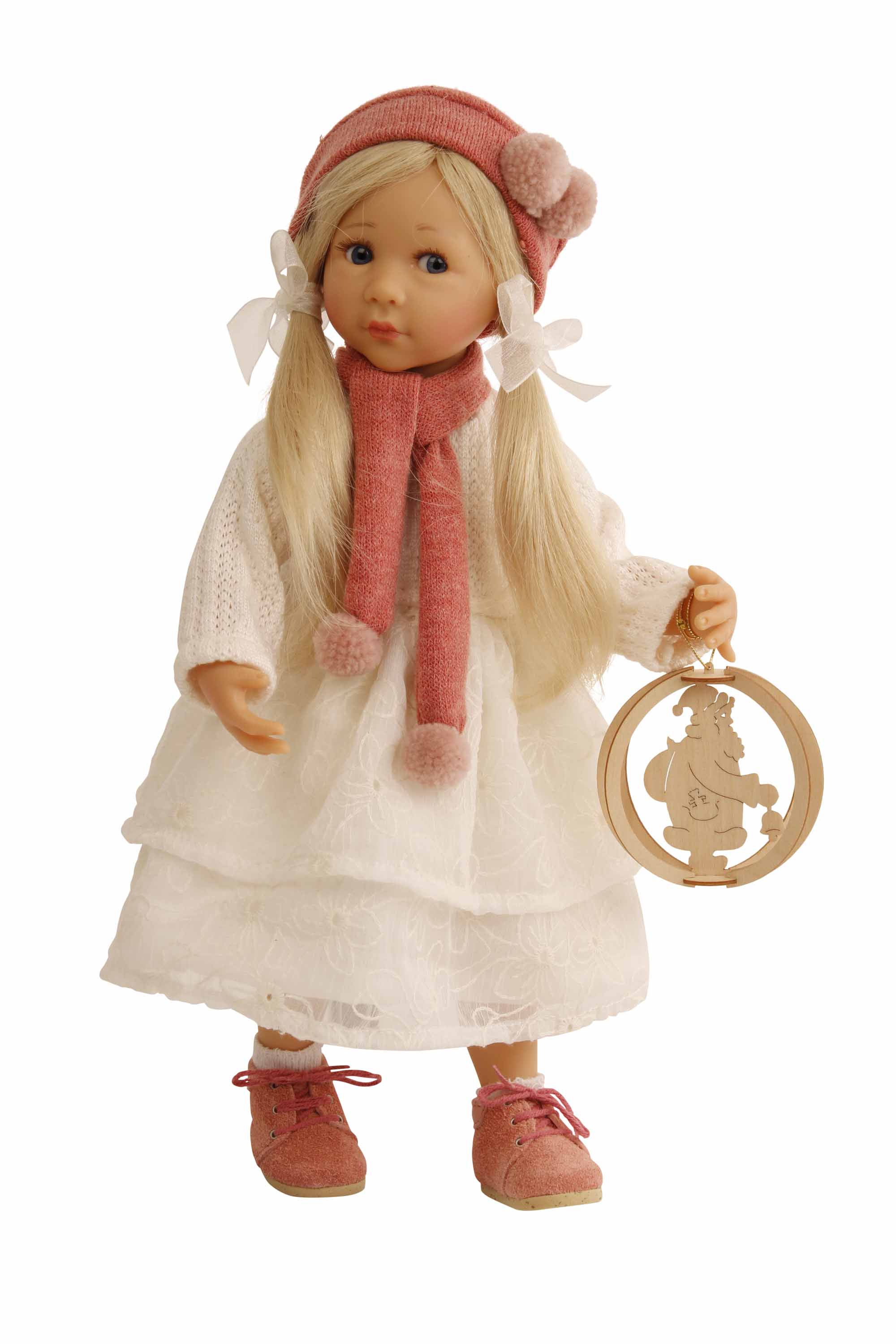 Puppe Sophie 35 cm von Sieglinde Frieske blonde Haare, Kleidung winterlich