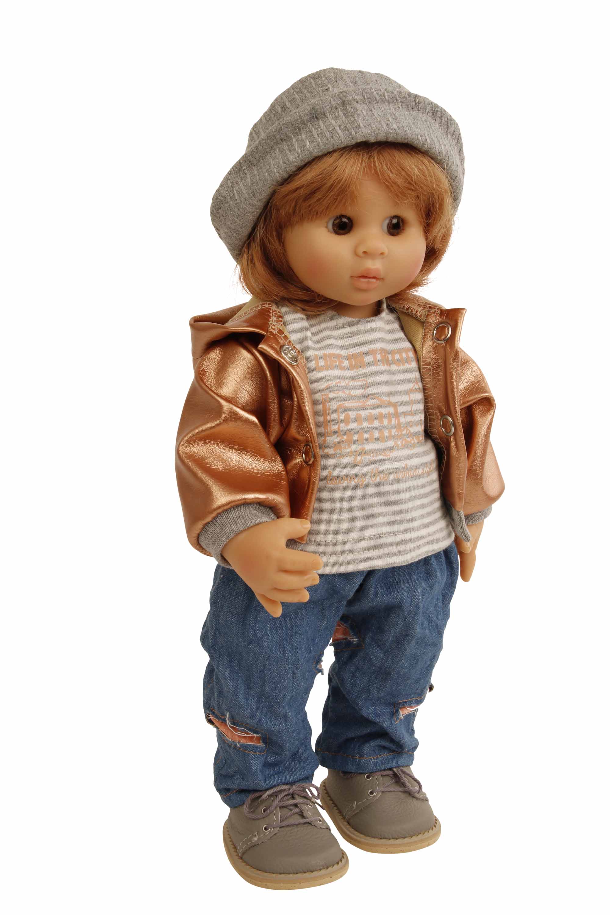 Puppe Müller-Wichtel Luca 30 cm rote Haare, Kleidung winterlich