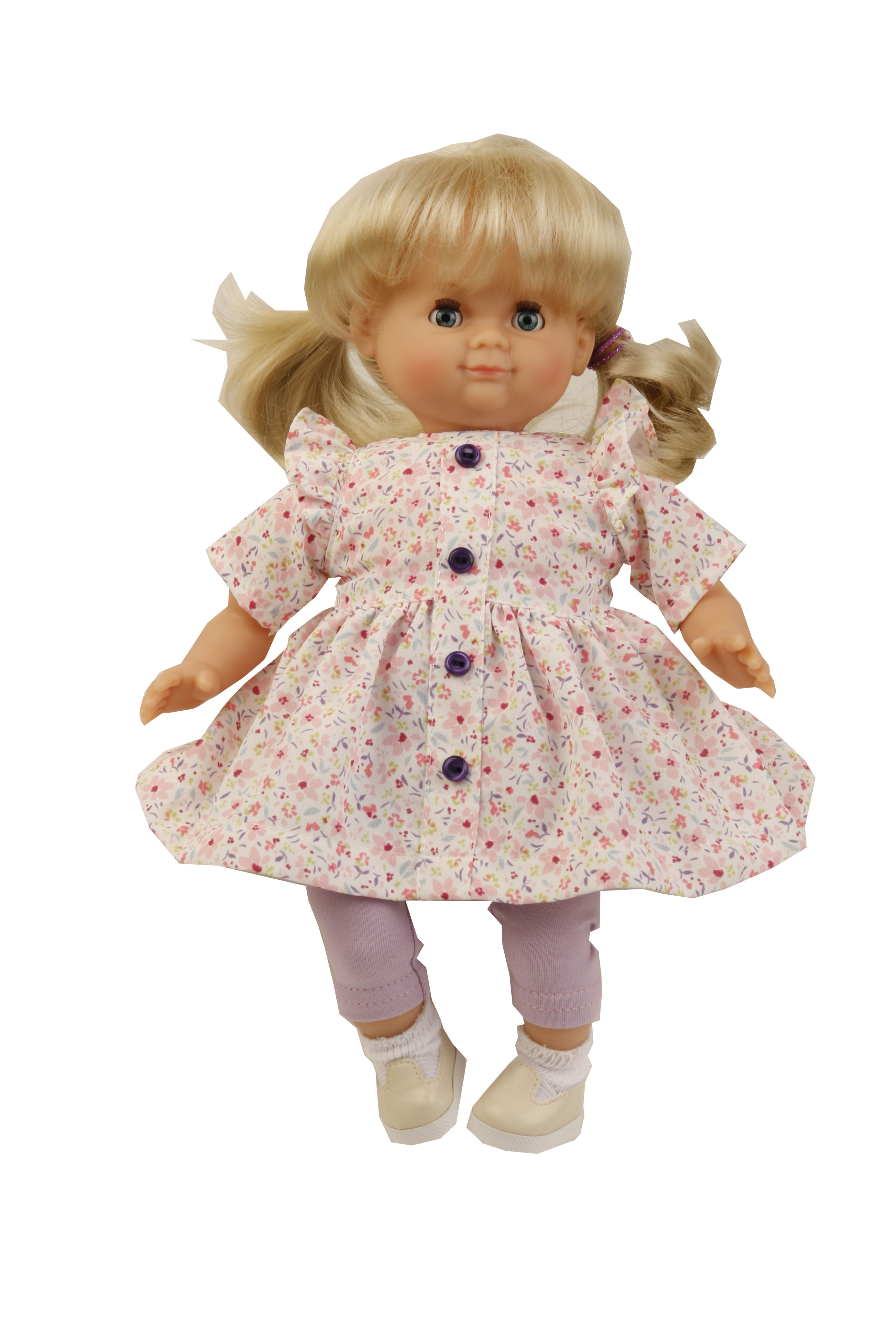 Puppe Schlummerle 32 cm blonde Haare, blaue Schlafaugen,Blumenkleidung