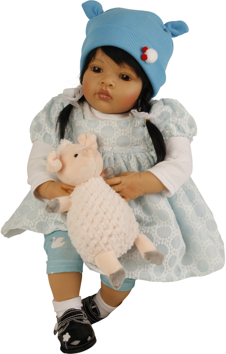 Baby Melissa 50 cm von Natali Blick schwarze Haare, Kleidung mint/weiss/türkis