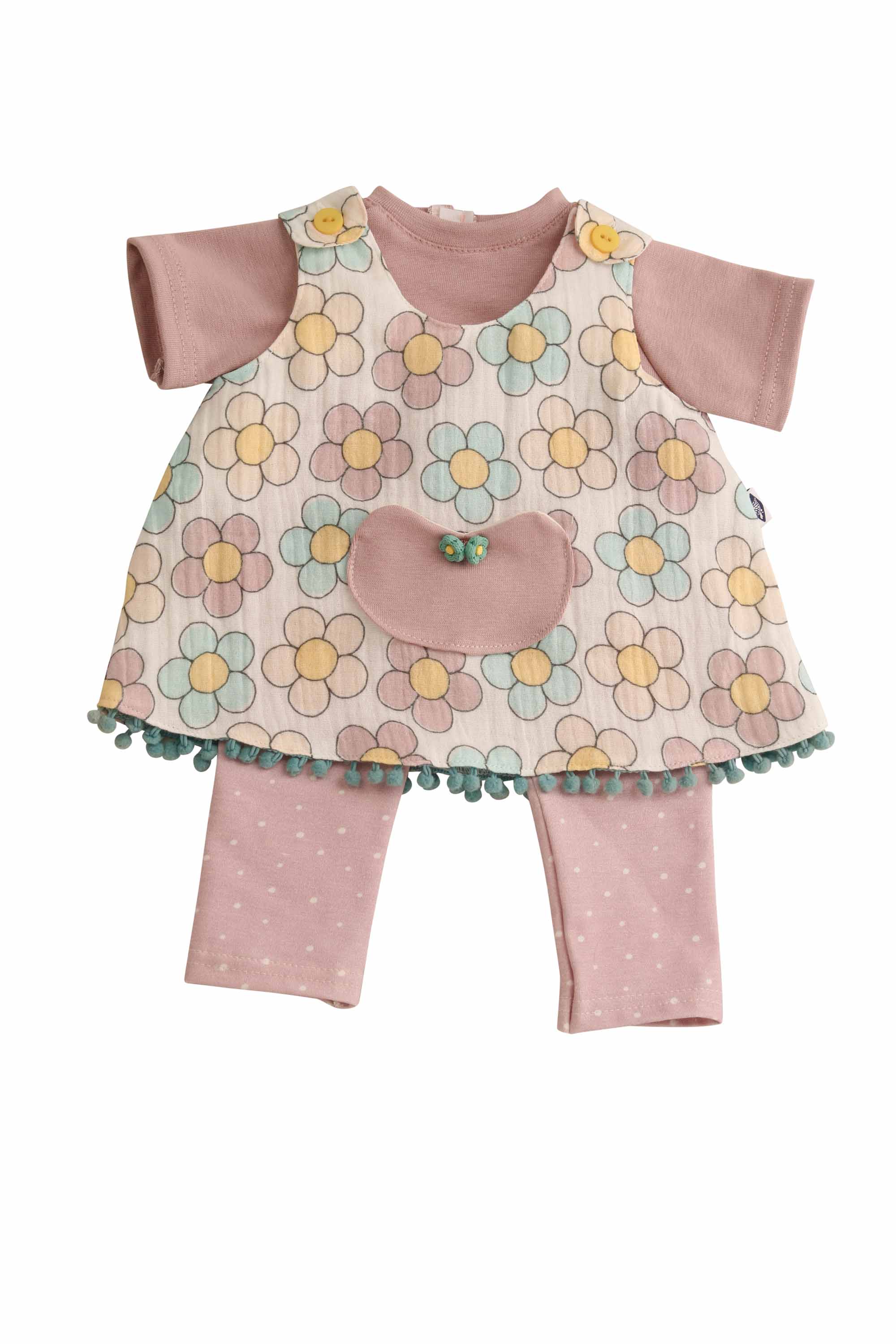 Kleidung zu Puppe 52 cm Klara/Elli/ Julchen Blumenkleid bunt