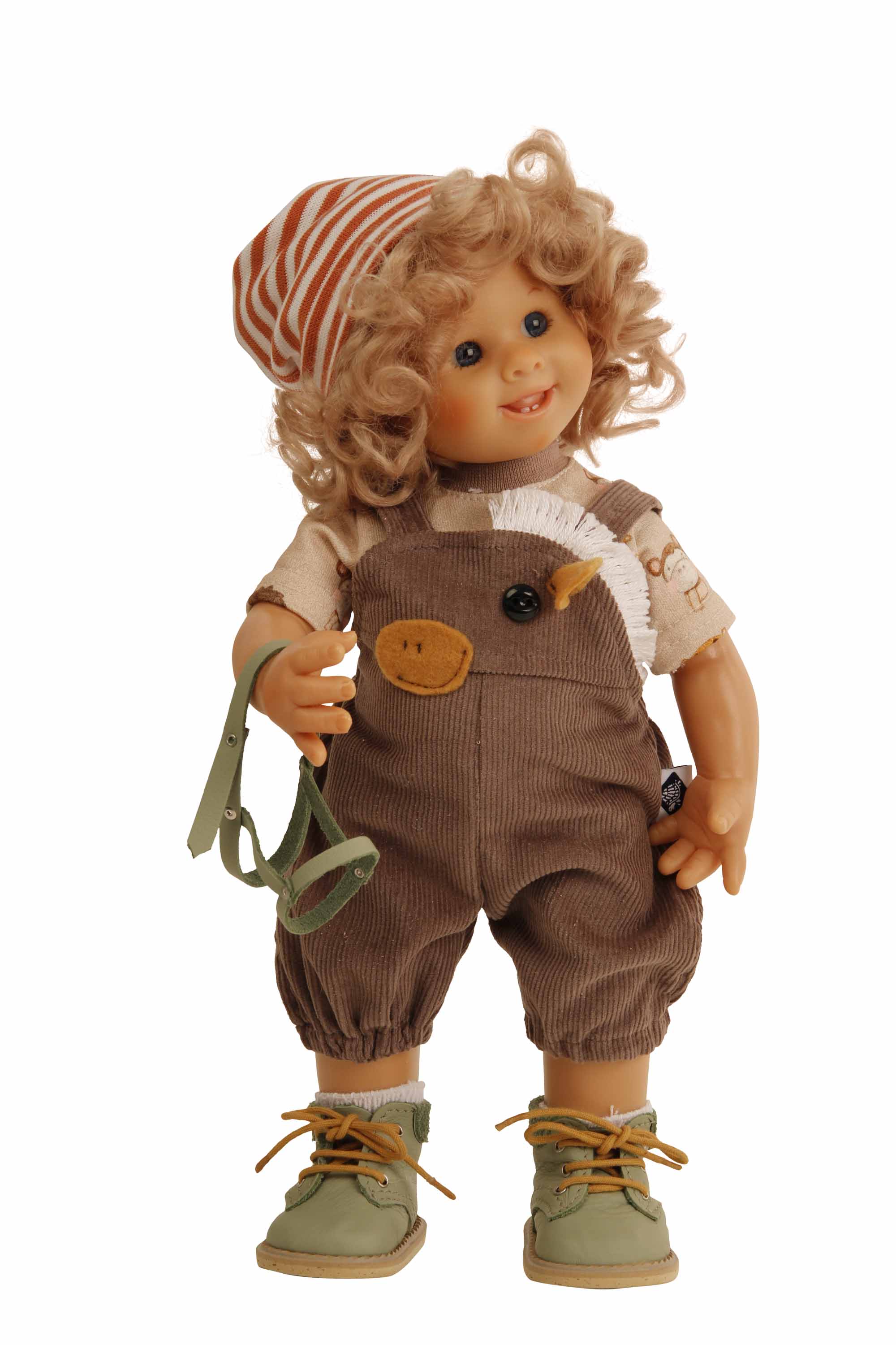 Puppe Müller-Wichtel Linus 30 cm blonde Haare, Kleidung Pferdchen