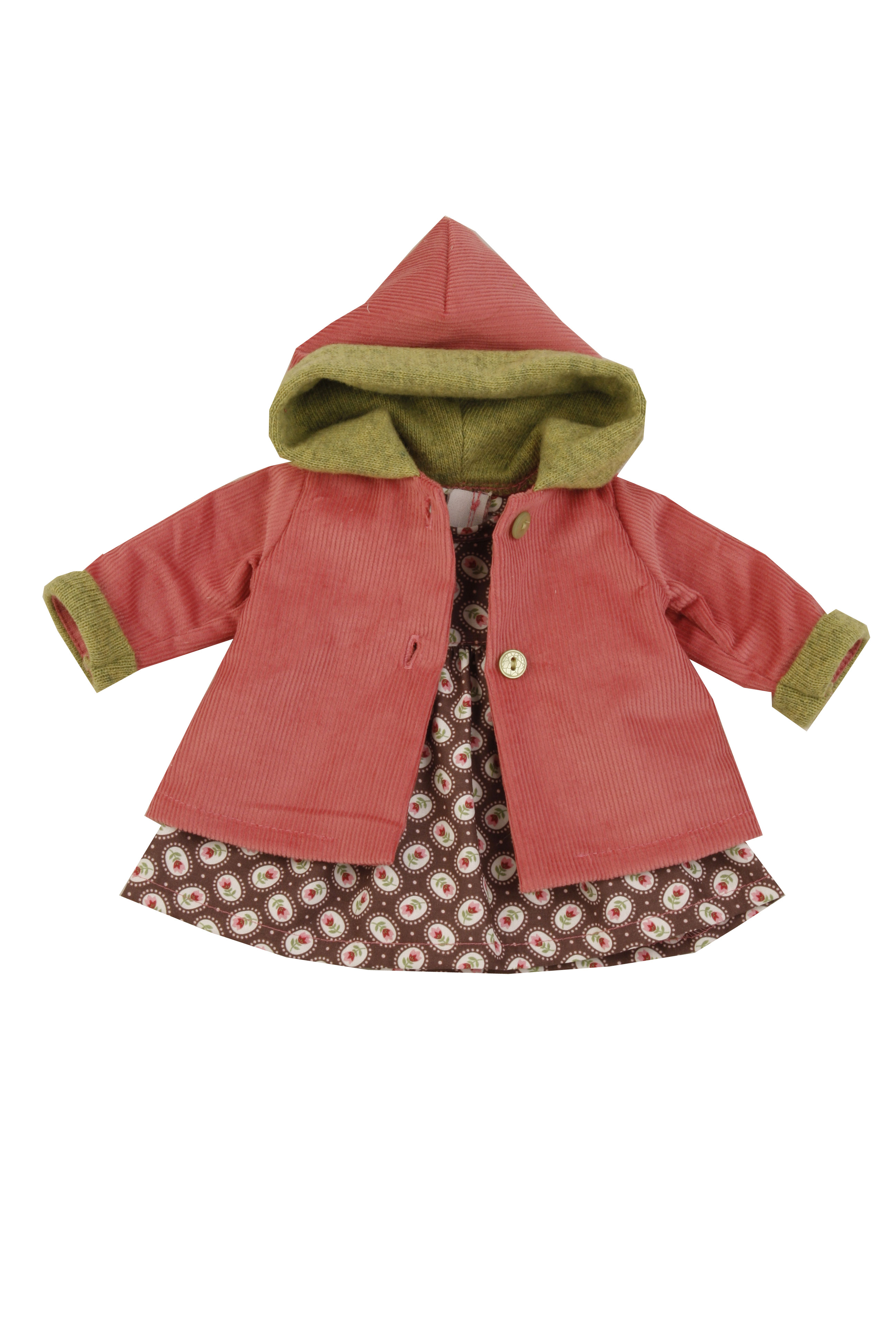 Kleidung zu Stehpuppe 41 cm Winterkleidung braun/rot/grün