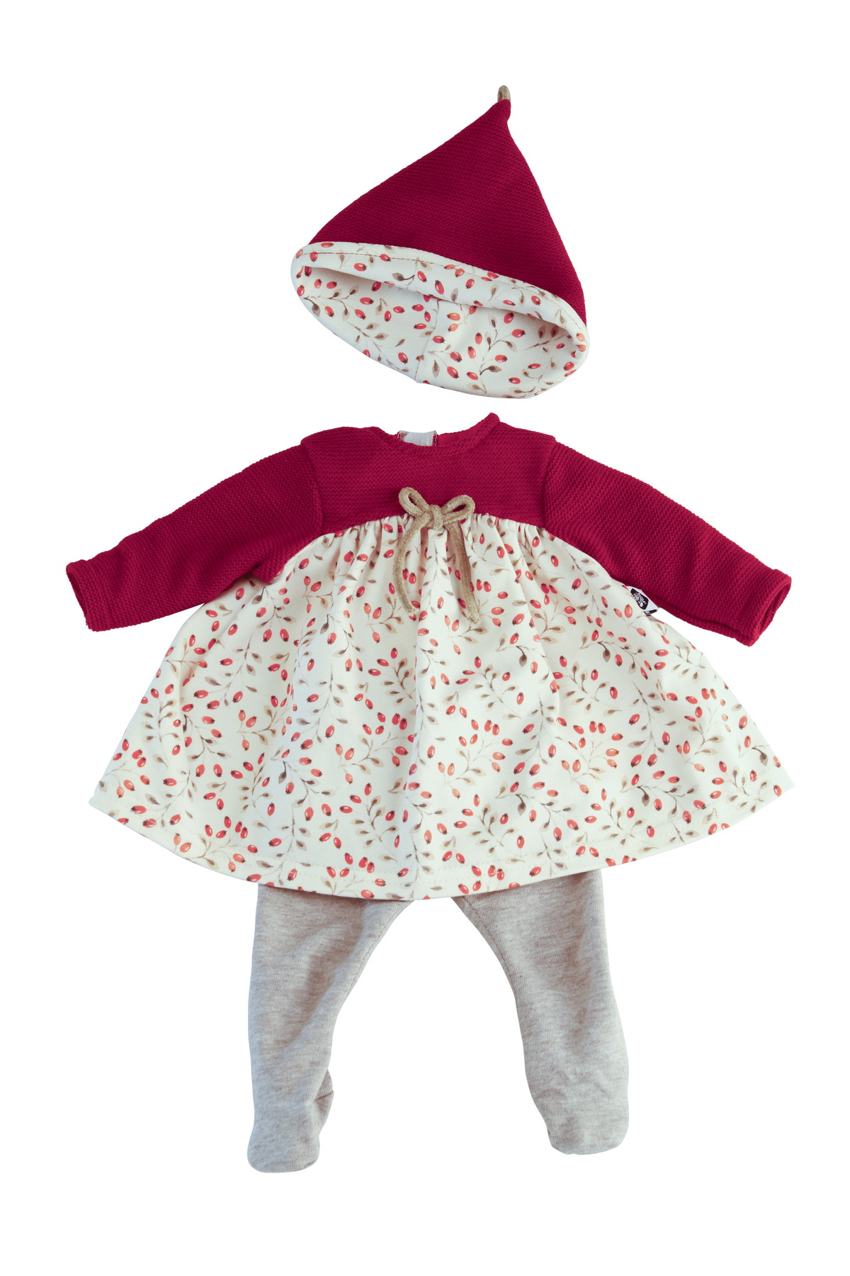 Kleidung zu Puppe 37 cm Strampelchen/Schlummerle/Lenchen  rot/weiss