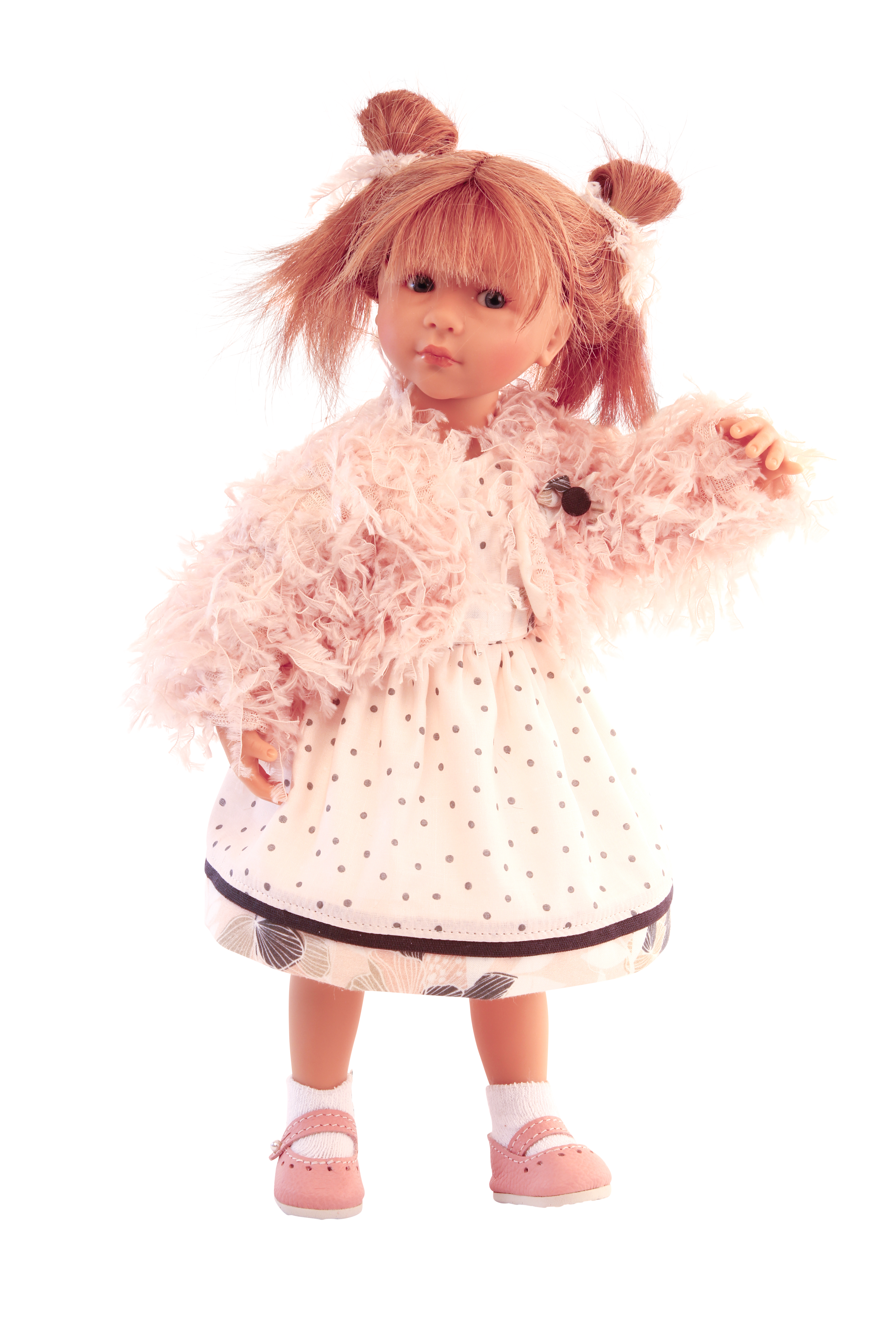 Puppe Sophie 35 cm von Sieglinde Frieske rote Haare, Kleidung rose/weiss